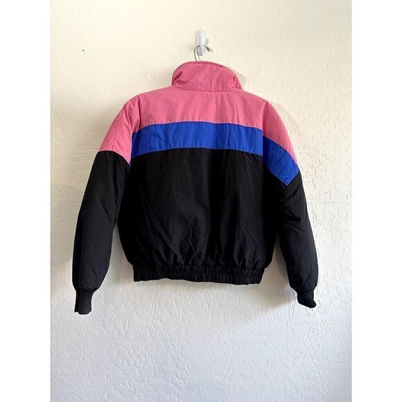 American Eagle Women’s Colorblock Puffer Jacket Black Blue Pink Size XS Outdoors - Picture 13 of 16